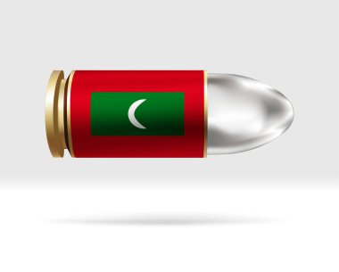 Maldivler 'in bayrağı kurşunla. Havada hareket eden bir kurşun tehlikesi. Bayrak şablonu. Gruplar halinde kolay düzenleme ve vektör. Arkaplanda ulusal bayrak vektör illüstrasyonu.