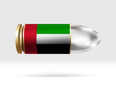 Birleşik Arap Emirlikleri bayrakları. Havada hareket eden bir kurşun tehlikesi. Bayrak şablonu. Gruplar halinde kolay düzenleme ve vektör. Arkaplanda ulusal bayrak vektör illüstrasyonu.