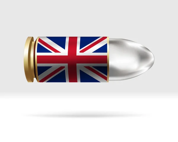 英国国旗上的子弹 子弹在空中飞舞的危险标志模板 容易编辑和矢量分组 背景上的国旗矢量说明 — 图库矢量图片