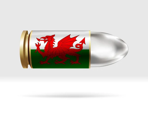 威尔士国旗上的子弹 子弹在空中飞舞的危险标志模板 容易编辑和矢量分组 背景上的国旗矢量说明 — 图库矢量图片
