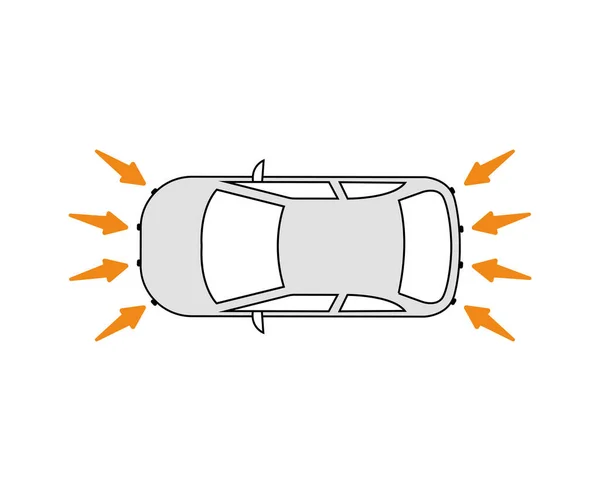 Capteurs Stationnement Avant Arrière Système Assistance Stationnement Des Véhicules Dessin — Image vectorielle