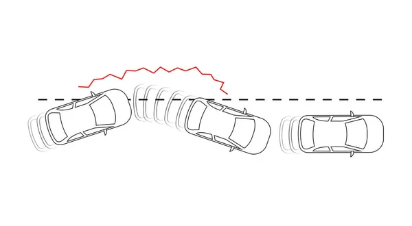Система Слежения Полосами Особенности Автомобиля Значок Боковой Полосе Машины Знак — стоковый вектор