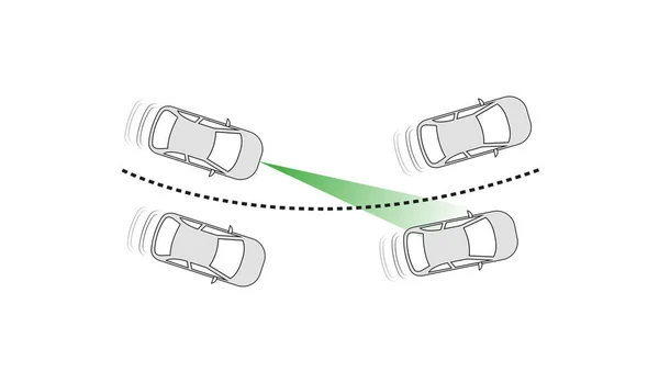 Sistema Curvas Auto Coche Detector Icono Del Sistema Detector Rotura — Vector de stock