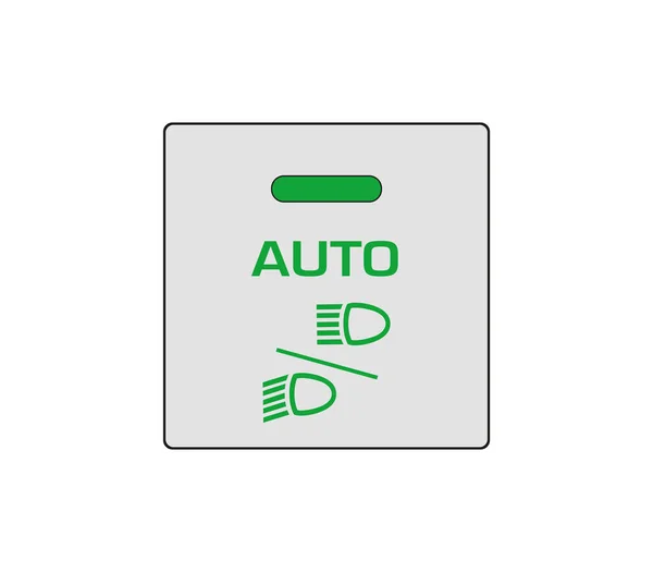 汽车自动高梁和低梁固定按钮 汽车前灯设置 现代汽车草图仪表板插图 可编辑的行图标 — 图库矢量图片