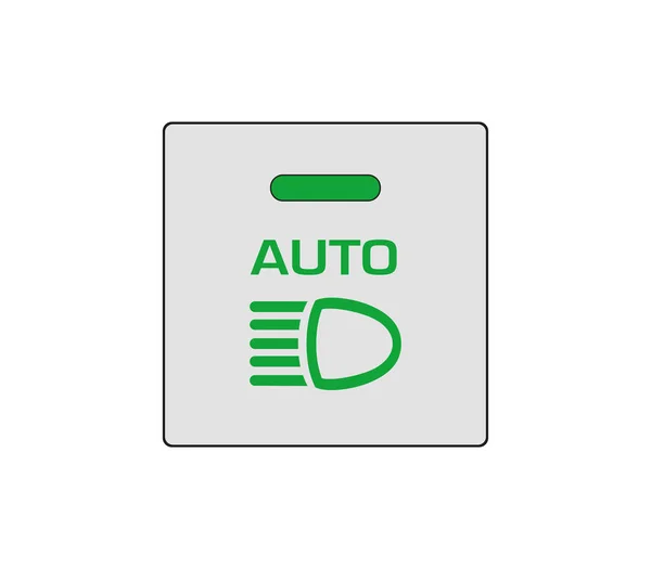 汽车自动高梁上的按钮 汽车前灯设置 现代车辆仪表板扣子的说明 可编辑的行图标 — 图库矢量图片
