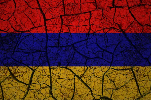 Trockenes Bodenmuster Auf Der Flagge Armeniens Land Mit Dürrekonzept Wasserproblem — Stockfoto