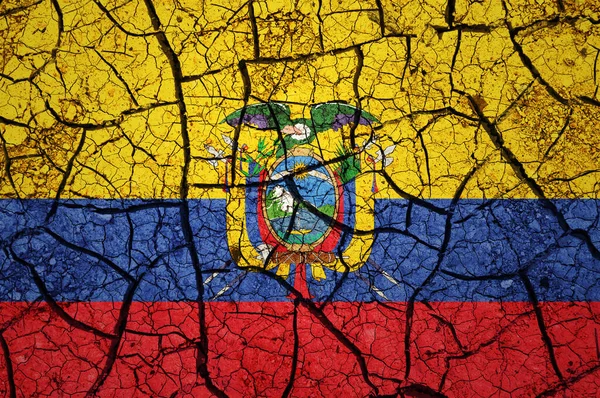 Trockenes Bodenmuster Auf Der Flagge Ecuadors Land Mit Dürrekonzept Wasserproblem — Stockfoto