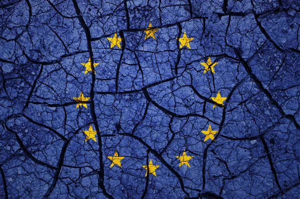 Trockenes Bodenmuster Auf Der Flagge Der Europäischen Union Land Mit — Stockfoto