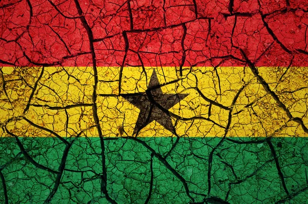 Modello Terreno Asciutto Sulla Bandiera Del Ghana Paese Con Concetto — Foto Stock