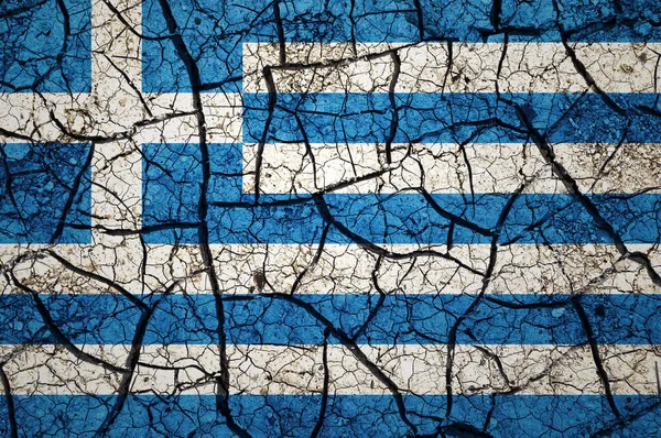 Dry Soil Pattern Flag Greece Country Drought Concept Water Problem — Stock Photo, Image