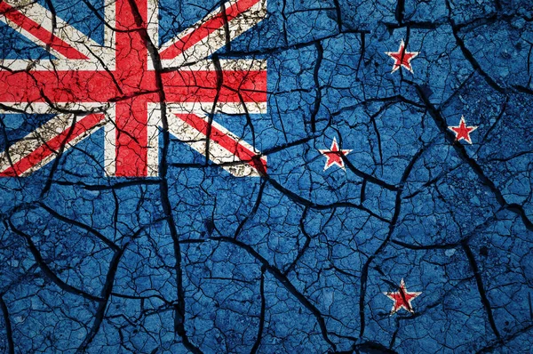 Yeni Zelanda Bayrağında Kuru Toprak Deseni Kuraklık Konsepti Olan Bir — Stok fotoğraf