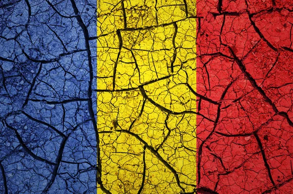 Patrón Suelo Seco Bandera Rumania País Con Concepto Sequía Problema —  Fotos de Stock