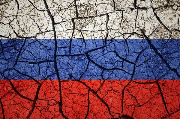 Torr Jord Mönster Rysslands Flagga Land Med Torka Koncept Vattenproblem — Stockfoto