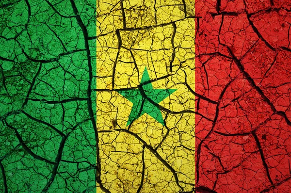 Modello Terreno Asciutto Sulla Bandiera Del Senegal Paese Con Concetto — Foto Stock