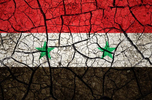 Сухий Ґрунт Прапорі Сирії Країна Концепцією Посухи Проблема Водою Суха — стокове фото