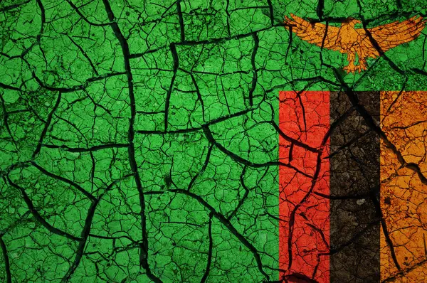 잠비아의 국기에는건 있습니다 가뭄이라는 개념을 갈라지다 — 스톡 사진