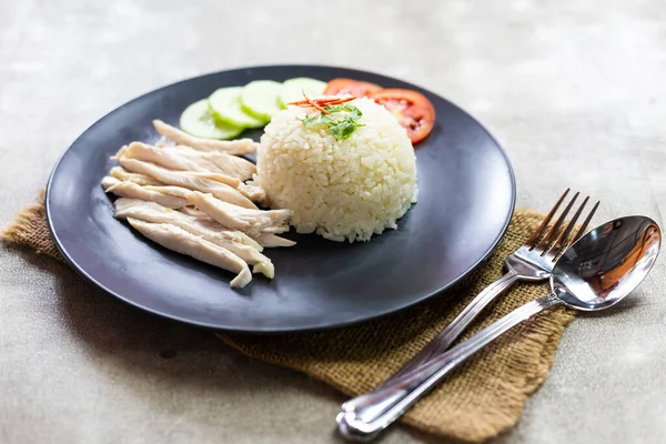 Arroz Pollo Hainanés Con Pepino Khao Man Kai — Foto de Stock