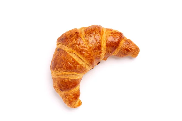 Delicioso Croissant Fresco Isolado Fundo Branco — Fotografia de Stock