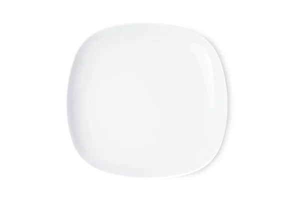 Верхній Вигляд Порожній Керамічний Круглий Плита Ізольований Білий Фон — стокове фото