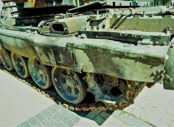Tank Törött Orosz Katonai Felszerelés Téren Kijevben Ukrajna — Stock Fotó