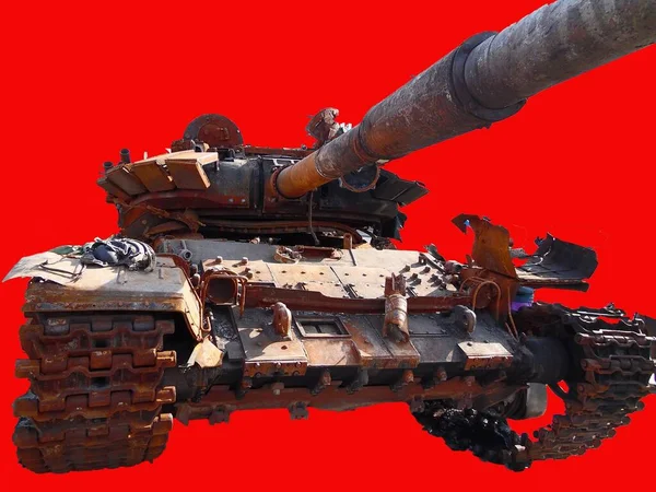 Tanque Militar Russo Fundo Escarlate — Fotografia de Stock
