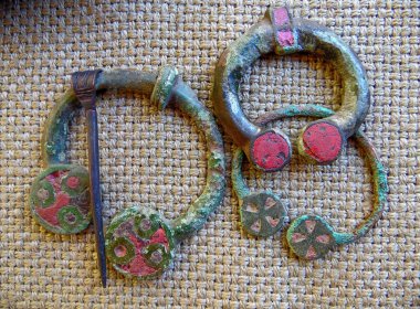 Antique bronze jewelry: brooches with enamels of the 3-5th century A.D. Eastern Europe. Kiev culture