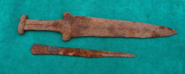 akinak - Scythian sword, Scythian dagger of the early Iron Age 3-5 centuries BC on a green cloth