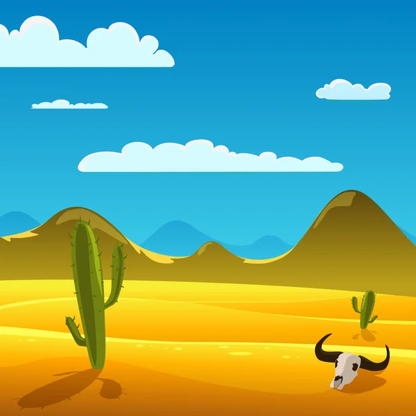 Desert Cartoon Landscape — Stock Vector