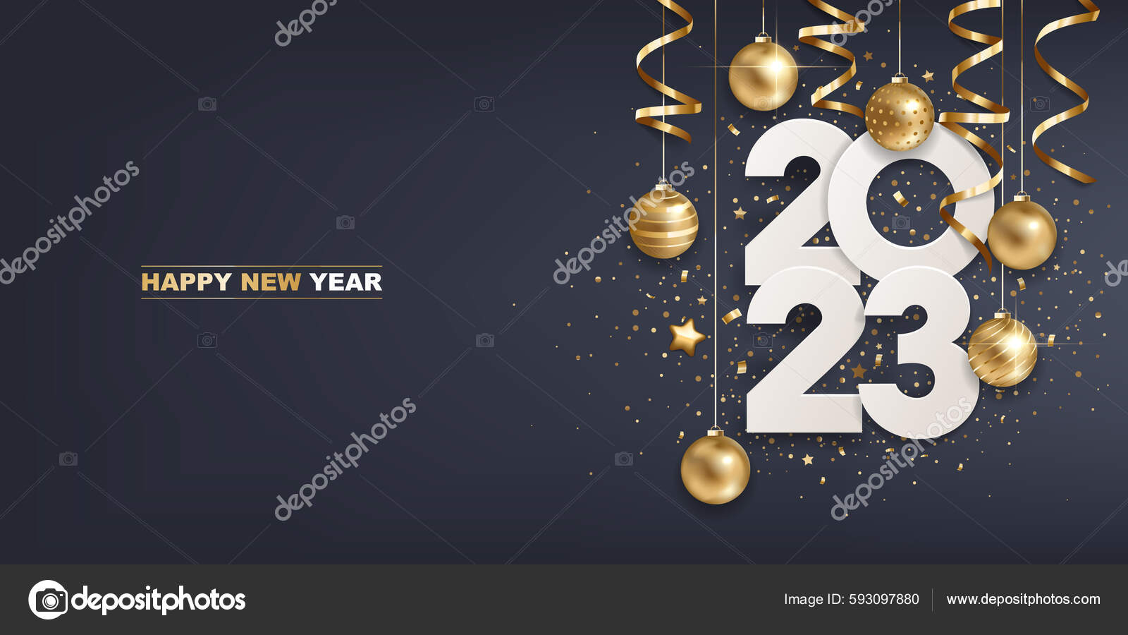 Free Vector  Happy new 2024 year holiday vector illustration of golden  metallic numbers 2024 gold numbers design of greeting card of falling shiny  confetti new year and christmas posters