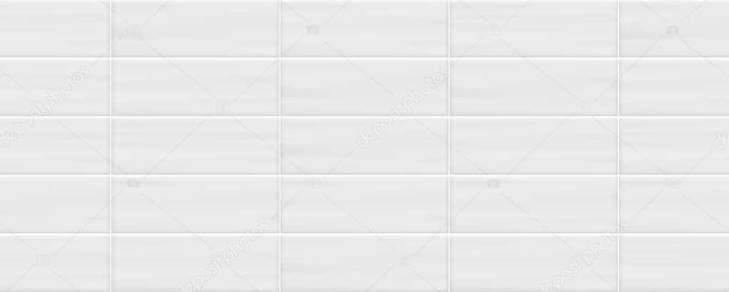 White colored rectangle ceramic tiles. Modern seamless pattern, rectangle ceramic tiles.