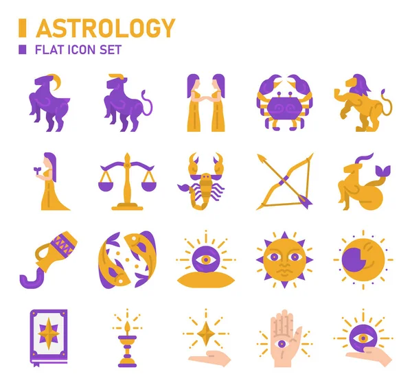 Astrology Flat Icon Set Zodiac Icon Set — Vector de stock
