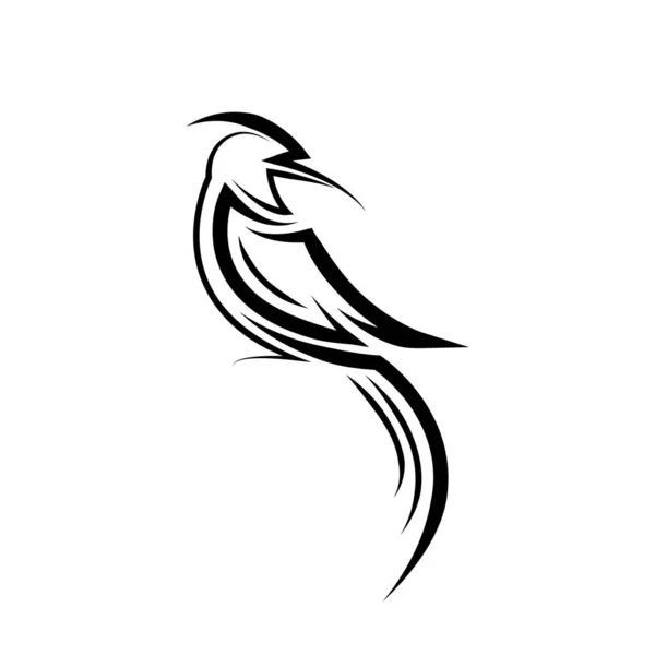 Black Line Art Vector Illustration White Background Beautiful Little Bird — Stock Vector