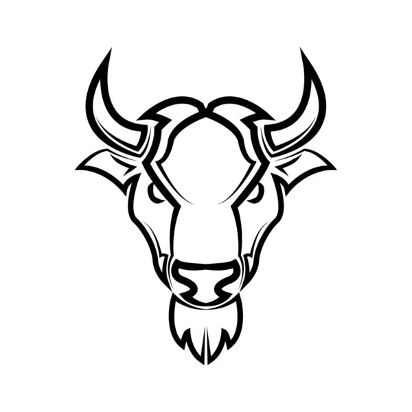 Línea Vector Ilustración Vista Frontal American Bison Buffalo — Vector de stock