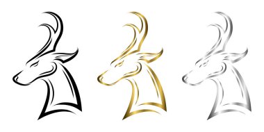 Havlayan geyik kafasının üç renk çizgisi. 