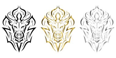 Aslanın kafasının ön tarafındaki siyah beyaz çizgi sanatı. Leo Zodyak 'ın işareti. Sembol, maskot, simge, avatar, dövme, tişört tasarımı, logo veya istediğiniz herhangi bir tasarım için iyi bir kullanım.