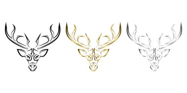 Geyik kafası çizgisi. Sembol, maskot, simge, avatar, dövme, tişört tasarımı, logo veya istediğiniz herhangi bir tasarım için iyi bir kullanım.