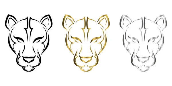 Line Art Cougar Head Good Use Symbol Mascot Icon Avatar — Stock Vector