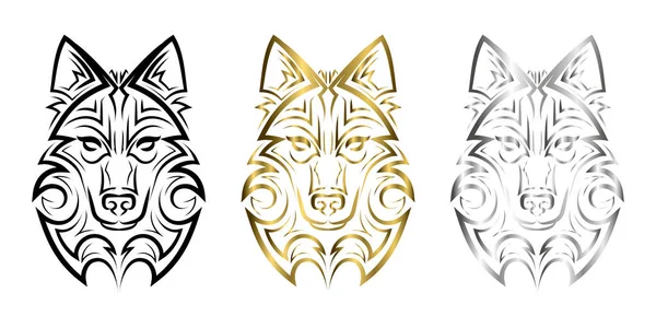 Line Art Wolf Head Good Use Symbol Mascot Icon Avatar — Stock Vector