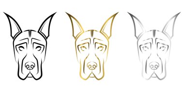 Büyük Danua köpek kafası çizgisi. Sembol, maskot, simge, avatar, dövme, tişört tasarımı, logo veya istediğiniz herhangi bir tasarım için iyi bir kullanım.