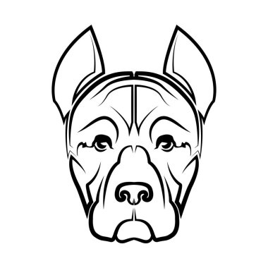 Siyah beyaz çizgili pitbull köpek kafası sanatı. Sembol maskotu simgesi avatar dövmesi T-Shirt tasarım logosu ya da herhangi bir tasarım için iyi bir kullanım