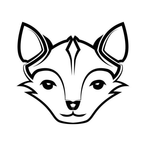 Black White Line Art Cute Fox Head Good Use Symbol — ストックベクタ