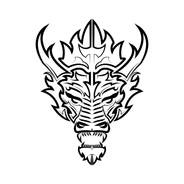 Линейный Вектор Головы Дракона Можно Использовать Создания Логотипа Декоративных Элементов — стоковый вектор