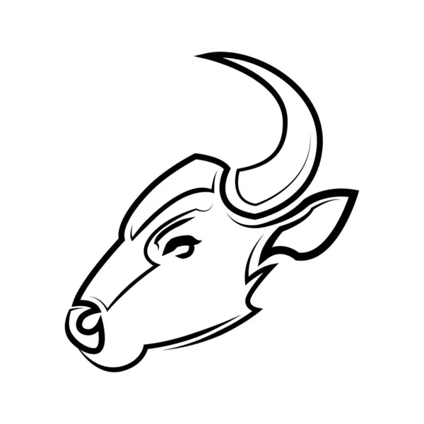 Arte Línea Blanco Negro Cabeza Toro Buen Uso Para Icono — Vector de stock