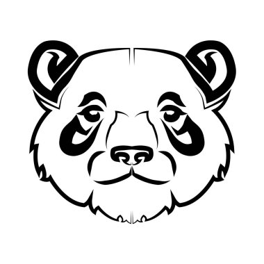 Siyah beyaz çizgili panda kafası sanatı. Sembol, maskot, simge, avatar, dövme, tişört tasarımı, logo veya herhangi bir tasarım için iyi bir kullanım.