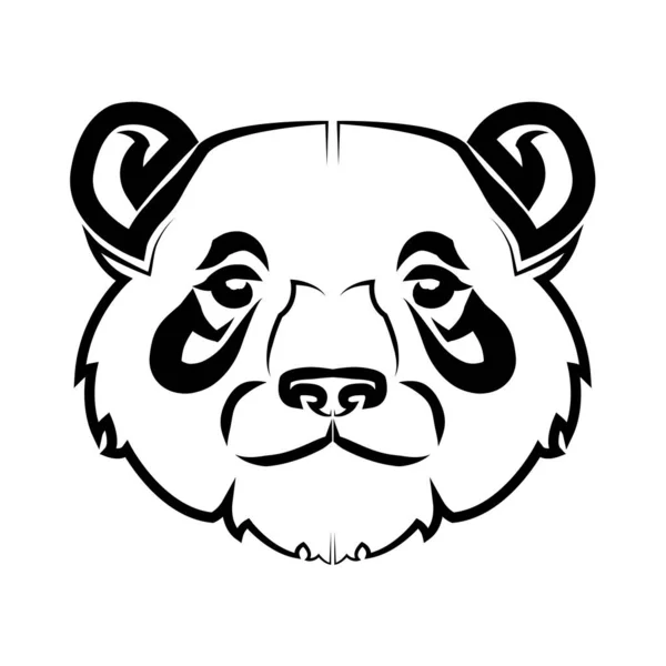 Black White Line Art Panda Head Good Use Symbol Mascot — Stock Vector