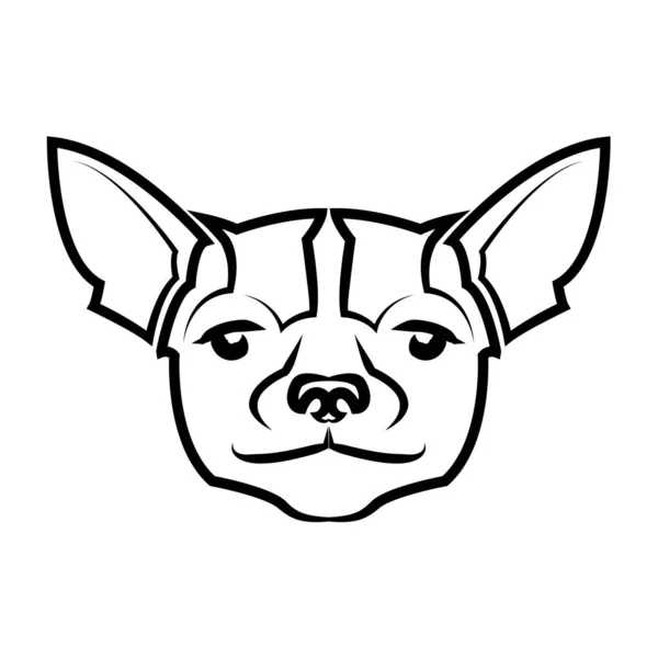 Cute Cartoon Vector Ilustrace Ikona Chihuahua Štěně Psa Styl Osnovy — Stockový vektor