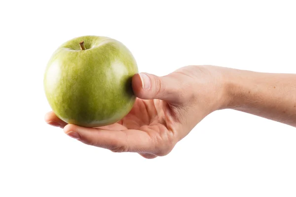 El bir yeşil elma tutar