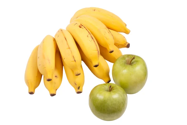Δέσμη μπανανών και δύο μήλα — Φωτογραφία Αρχείου