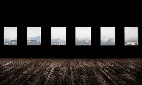 windows ile karanlık bir odada