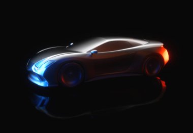 Spor araba konsepti 3 boyutlu yazılımda üretildi. Otomotiv prototipi ve tasarım kavramı. 
